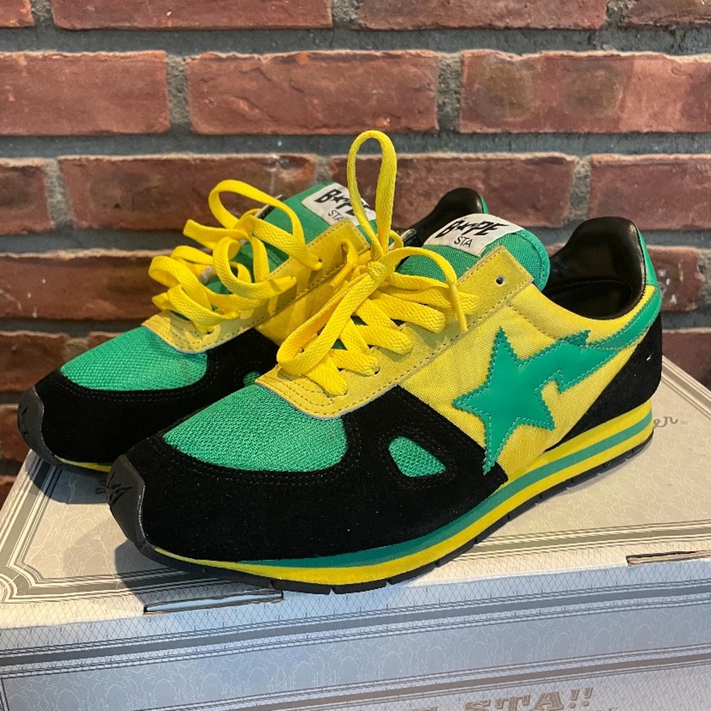 A Bathing Ape BAPE Jamaican Runners sz 9.5 bought at Bape Greene Street NYC - Picture 1 of 3